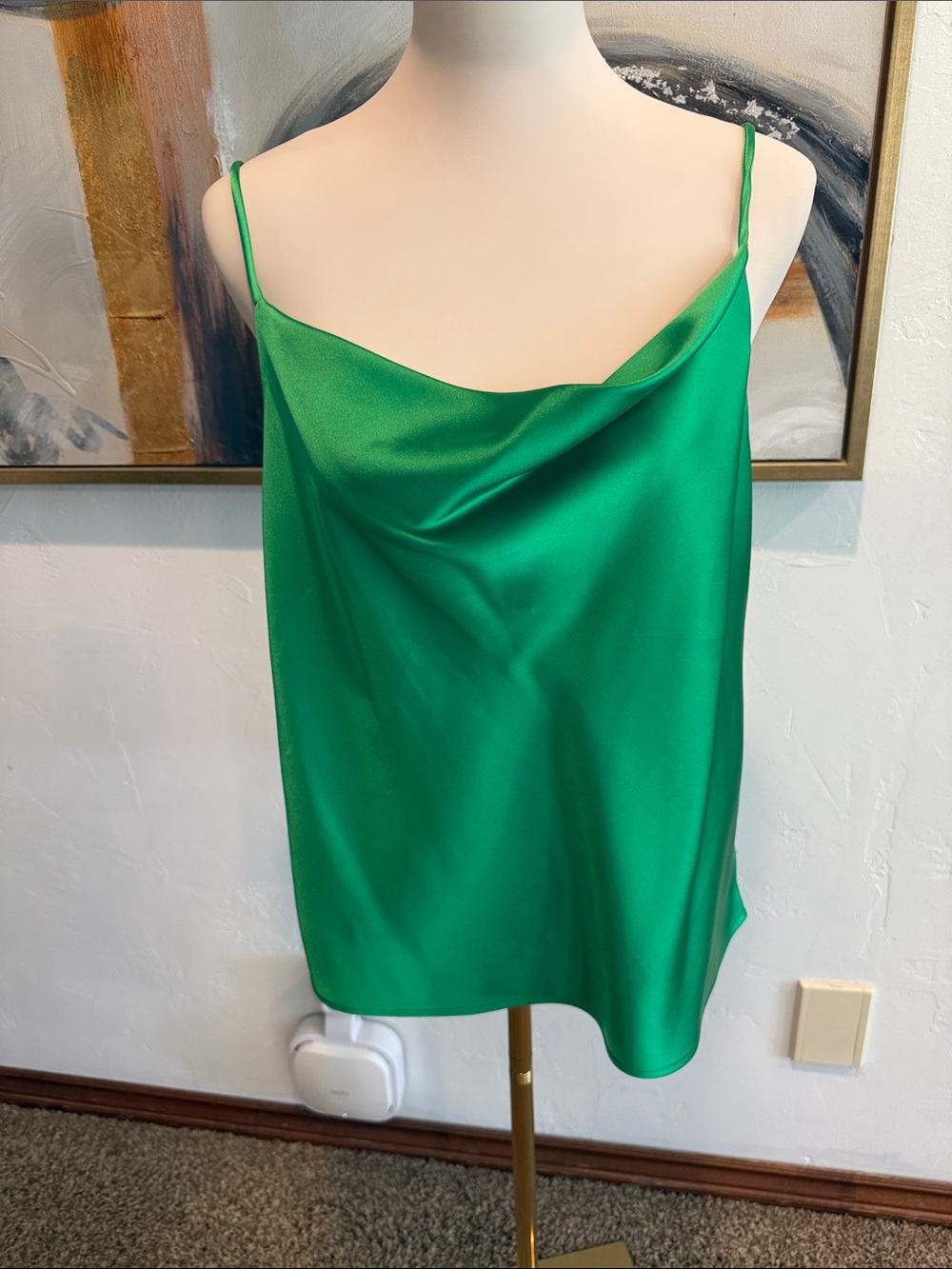 Green Satin Look Cowl Neck Camisole